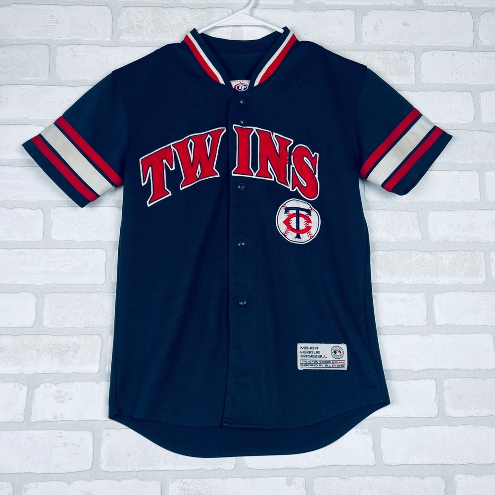 Kids True Fan Minnesota Twins Johan Santana 57 Baseball Jersey Navy Blue Medium